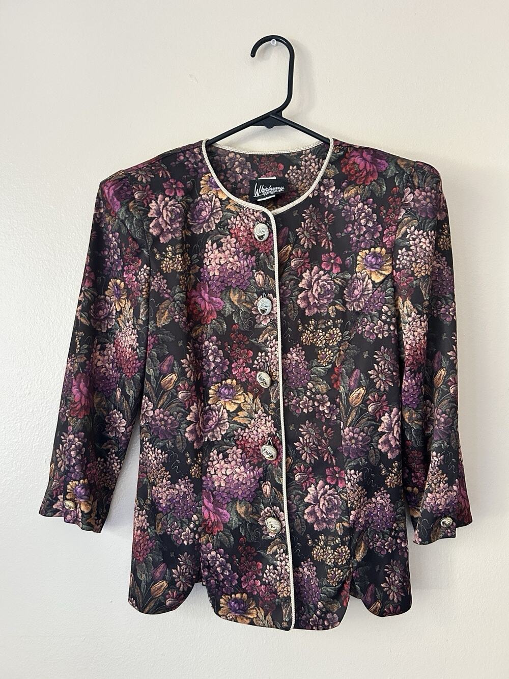 Vintage Whirlaway Frocks Floral Tapestry Button Blouse Top Women Size 6P